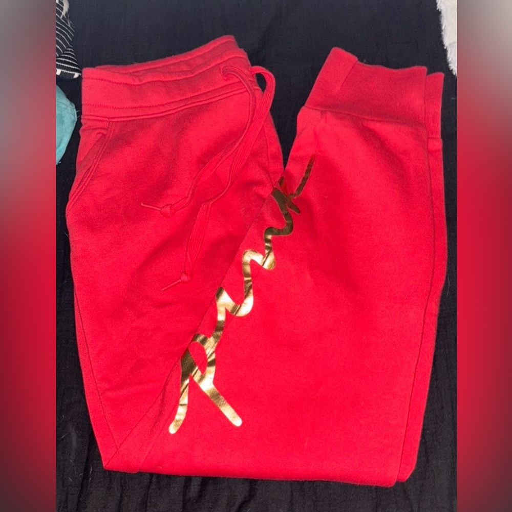 VS PINK women’s red joggers, size small